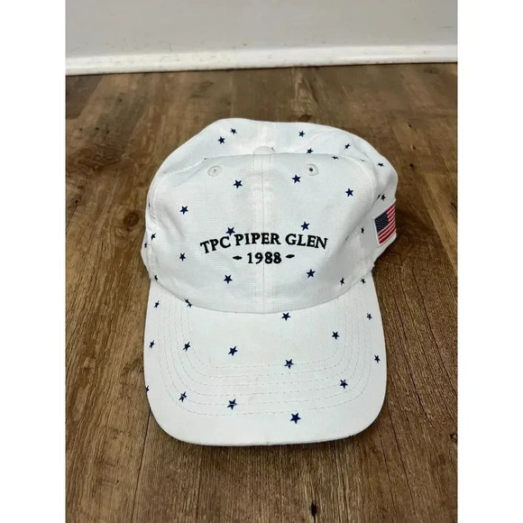TPC Piper Glen Adjustable Strapback Golf Hat Stars White Flag USA NWT Imperial - Picture 1 of 9